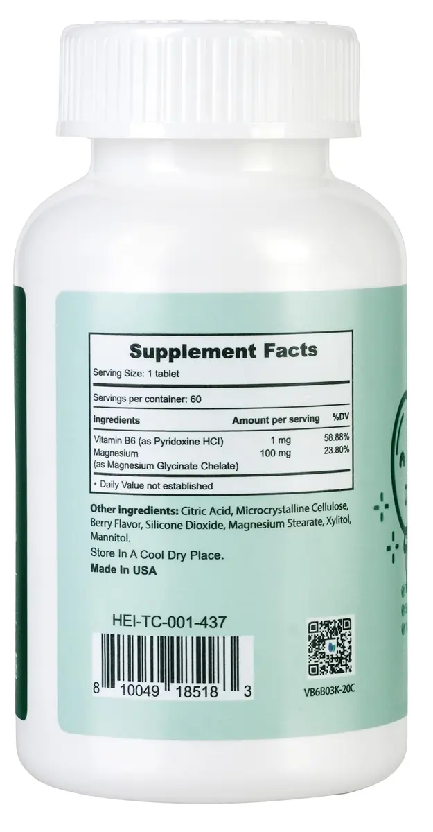 Heivy Kids Magnesium Glycinate 100mg & Vitamin B6 | Supports Calm & Relaxation for Children 4+ - view 8