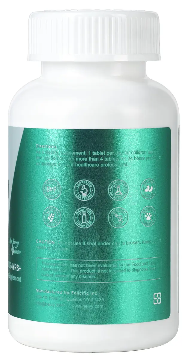 Heivy Kids Magnesium Glycinate 100mg & Vitamin B6 | Supports Calm & Relaxation for Children 4+ - view 9