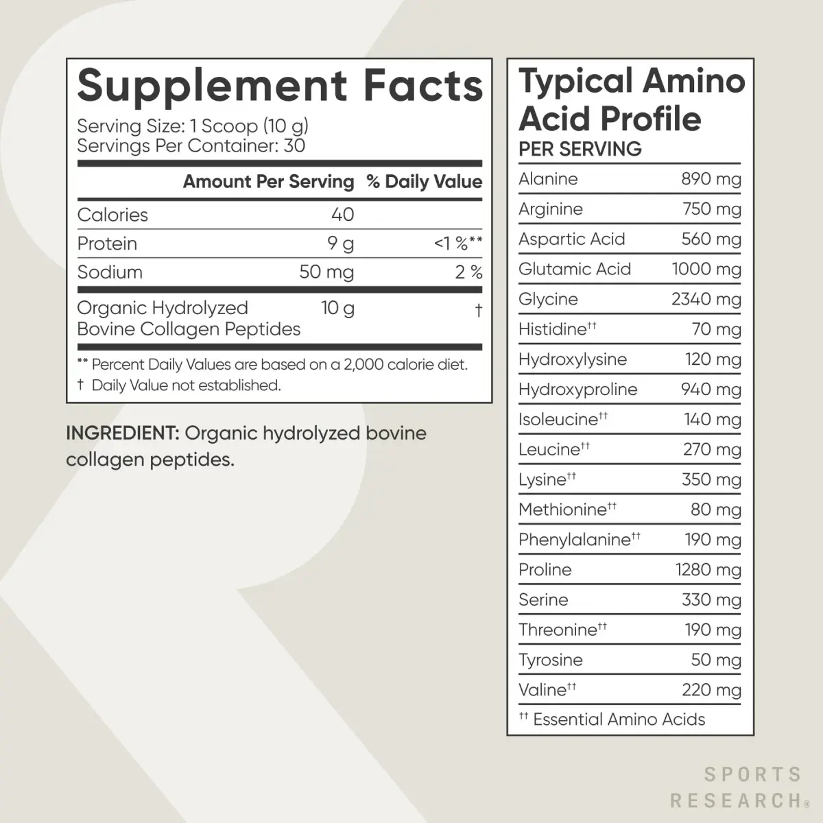 Sports Research Organic Collagen Peptides Powder 10.58oz (299.9g) | USDA Organic, Type I & III, 30 Servings - view 5