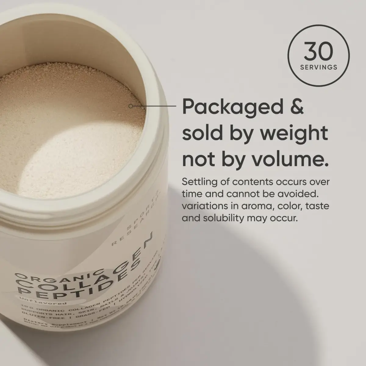 Sports Research Organic Collagen Peptides Powder 10.58oz (299.9g) | USDA Organic, Type I & III, 30 Servings - view 6