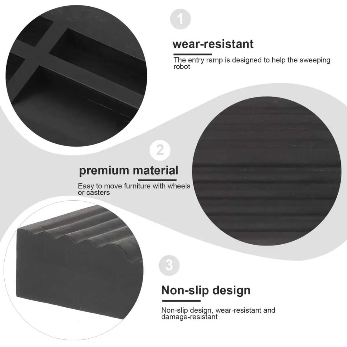 FUNOMOCYA Rubber Ramp Mat for Sweeping Robot 17.10X5.10X1.30cm | Portable Indoor Threshold Ramp - view 7