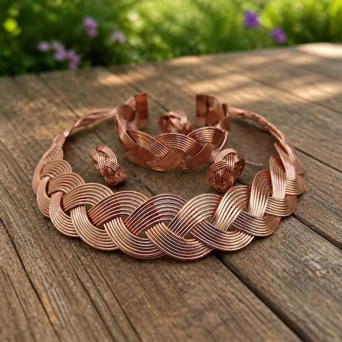 SHINDE EXPORTS Pure Copper Choker Necklace Set with Earrings for Women | Indian Jewelry Set (Style 1) - view 5