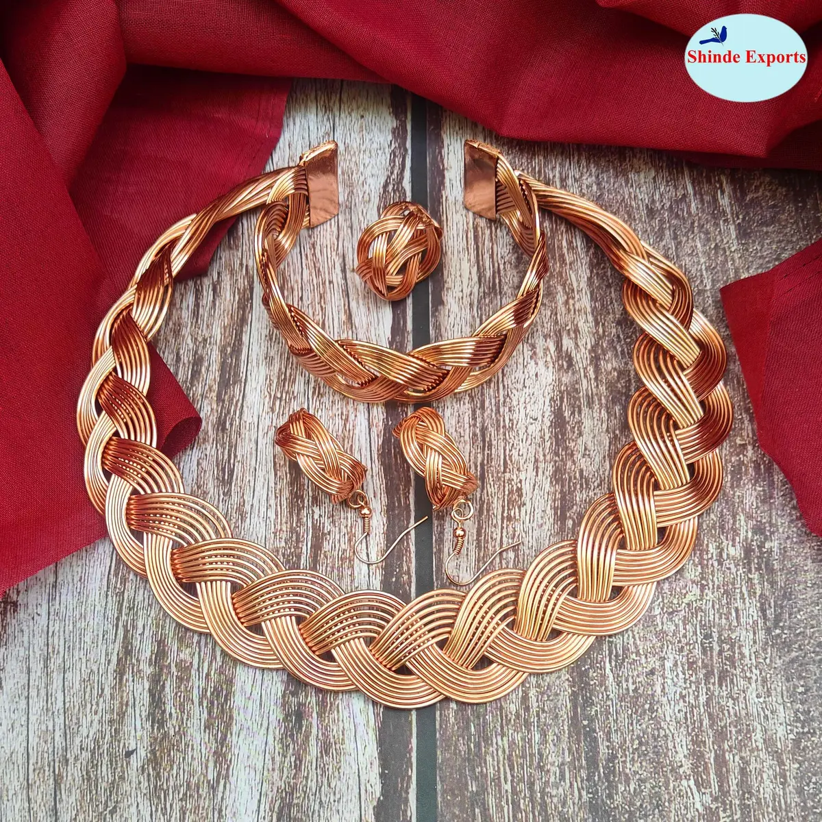SHINDE EXPORTS Pure Copper Choker Necklace Set with Earrings for Women | Indian Jewelry Set (Style 1) - view 9