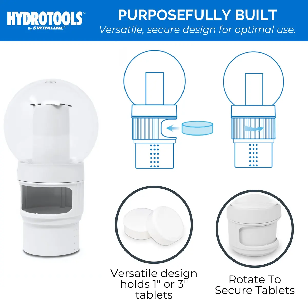 Swimline Floating Pool Chlorine Tablet Dispenser | Solar Light-Up Torch | 3-Inch - view 4