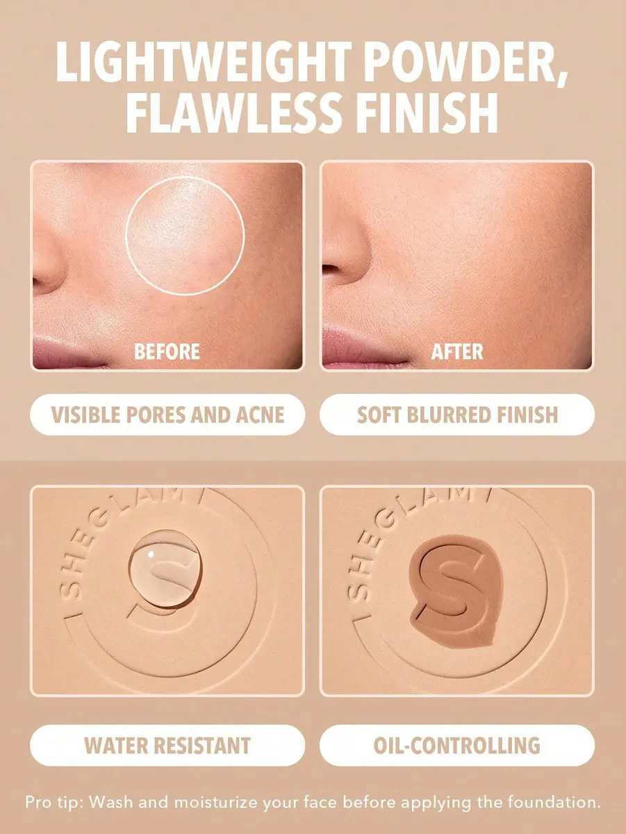 SHEGLAM Skin-Focus Full Coverage Powder Foundation 0.39oz | Oil-Control, Matte Finish, Cruelty-Free - view 3