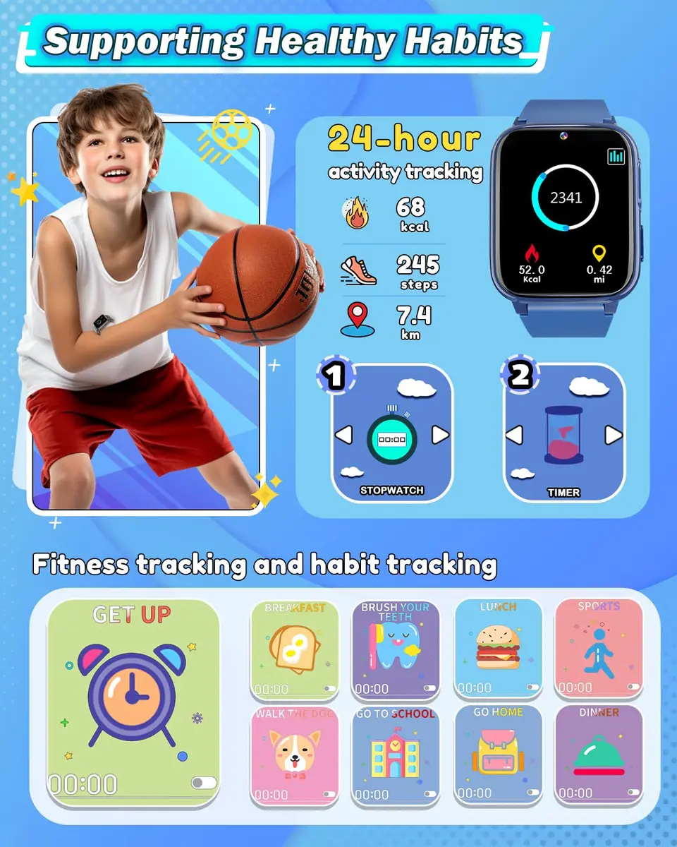 Sueseip Kids Watch for Boys, Touchscreen Dual Cameras, 1.69" HD Display, Educational & Entertainment Features - view 6