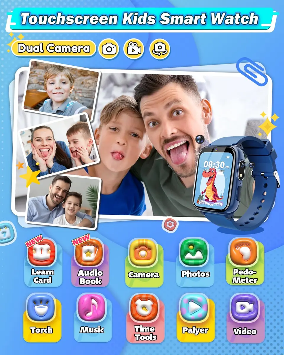 Sueseip Kids Watch for Boys, Touchscreen Dual Cameras, 1.69" HD Display, Educational & Entertainment Features - view 2
