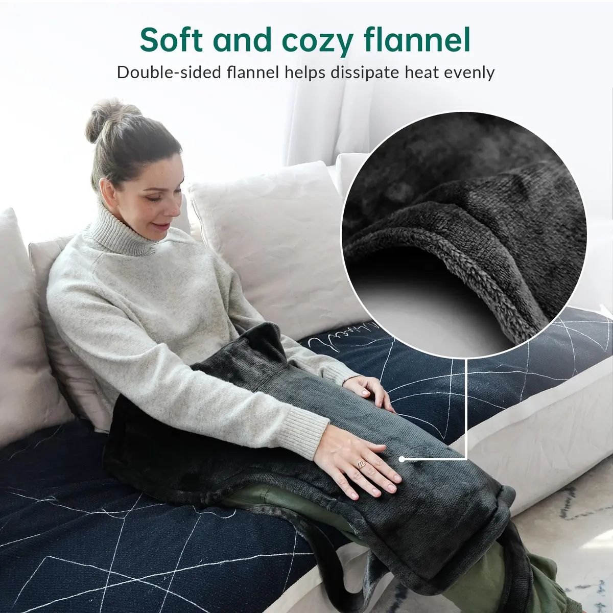 Snailax Heating Pad for Neck & Shoulders and Back, 82.3 cm x 59.7 cm (24" x 33") | Fast Heating with 6 Settings & Auto Shut-Off - view 5