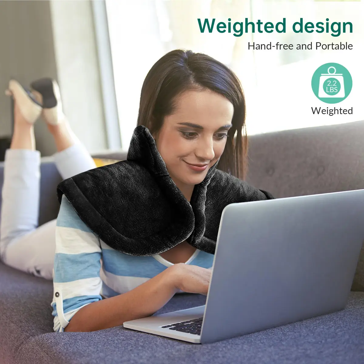 Snailax Heating Pad for Neck & Shoulders and Back, 82.3 cm x 59.7 cm (24" x 33") | Fast Heating with 6 Settings & Auto Shut-Off - view 6