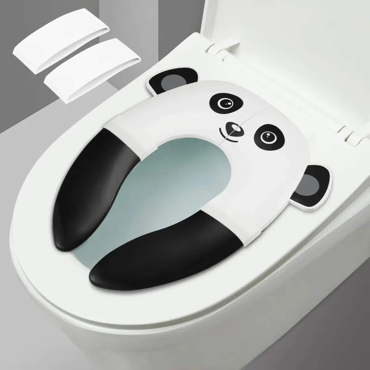 PandaEar Folding Travel Toilet Seat Cover for Toddlers | 2.5cm (1 inch) Height | Fun Frog Design - main product image