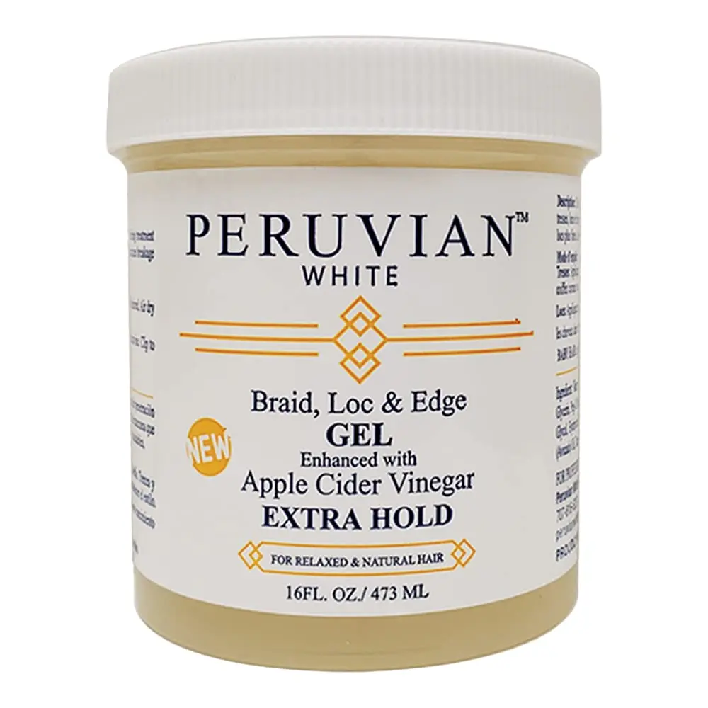 Peruvian white Braid, Loc, and Edge Gel EXTRA HOLD 16 oz | Anti-Frizz, No Flaking, Apple Cider Vinegar - main product image