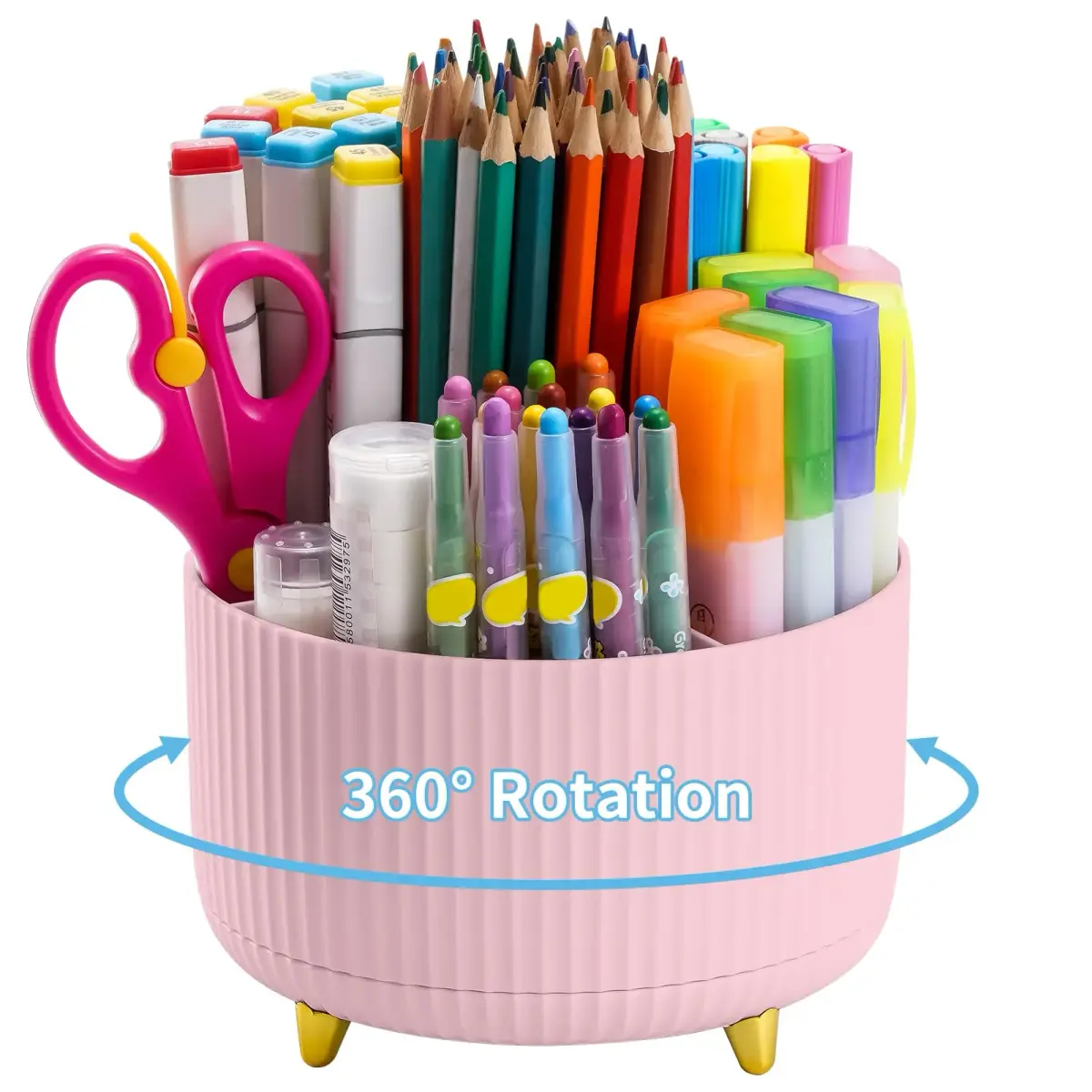 Marbrasse 360 Rotating Desk Organizer Caddy 14.7cm (5.79") | 5 Compartments for Pens, Art Supplies, Office & Home - main product image