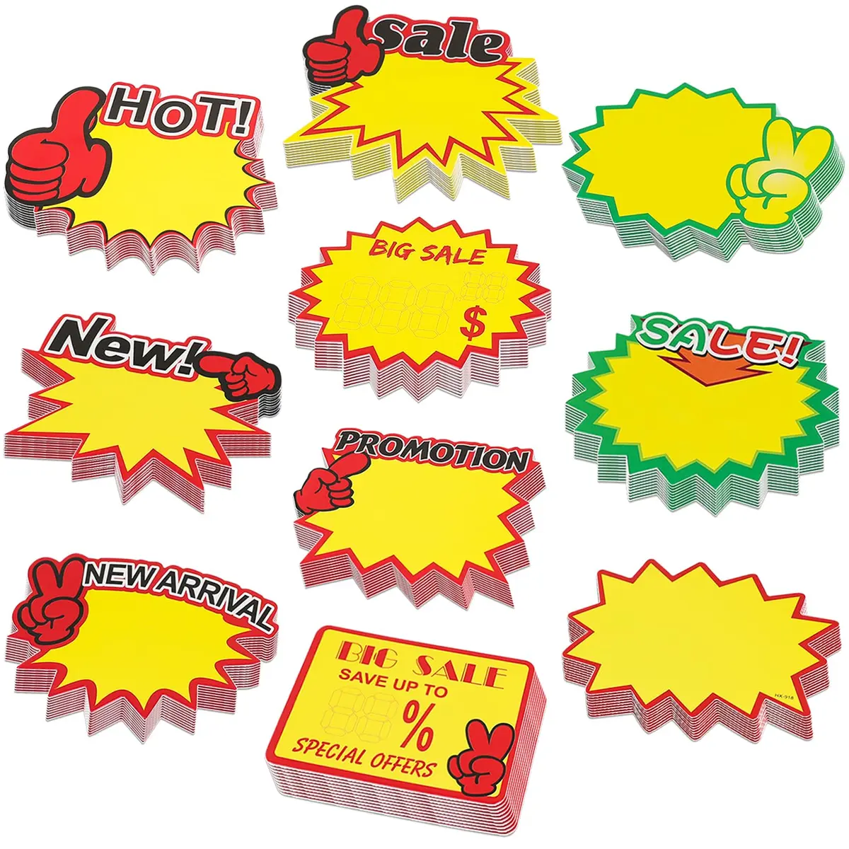 YWFAFO Starburst Sign for Retail Store Small 500pcs Yellow | Eye-Catching Store Signage - main product image