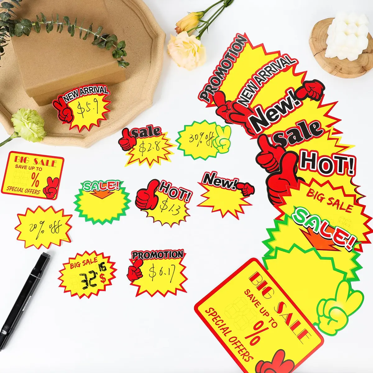 YWFAFO Starburst Sign for Retail Store Small 500pcs Yellow | Eye-Catching Store Signage - view 5