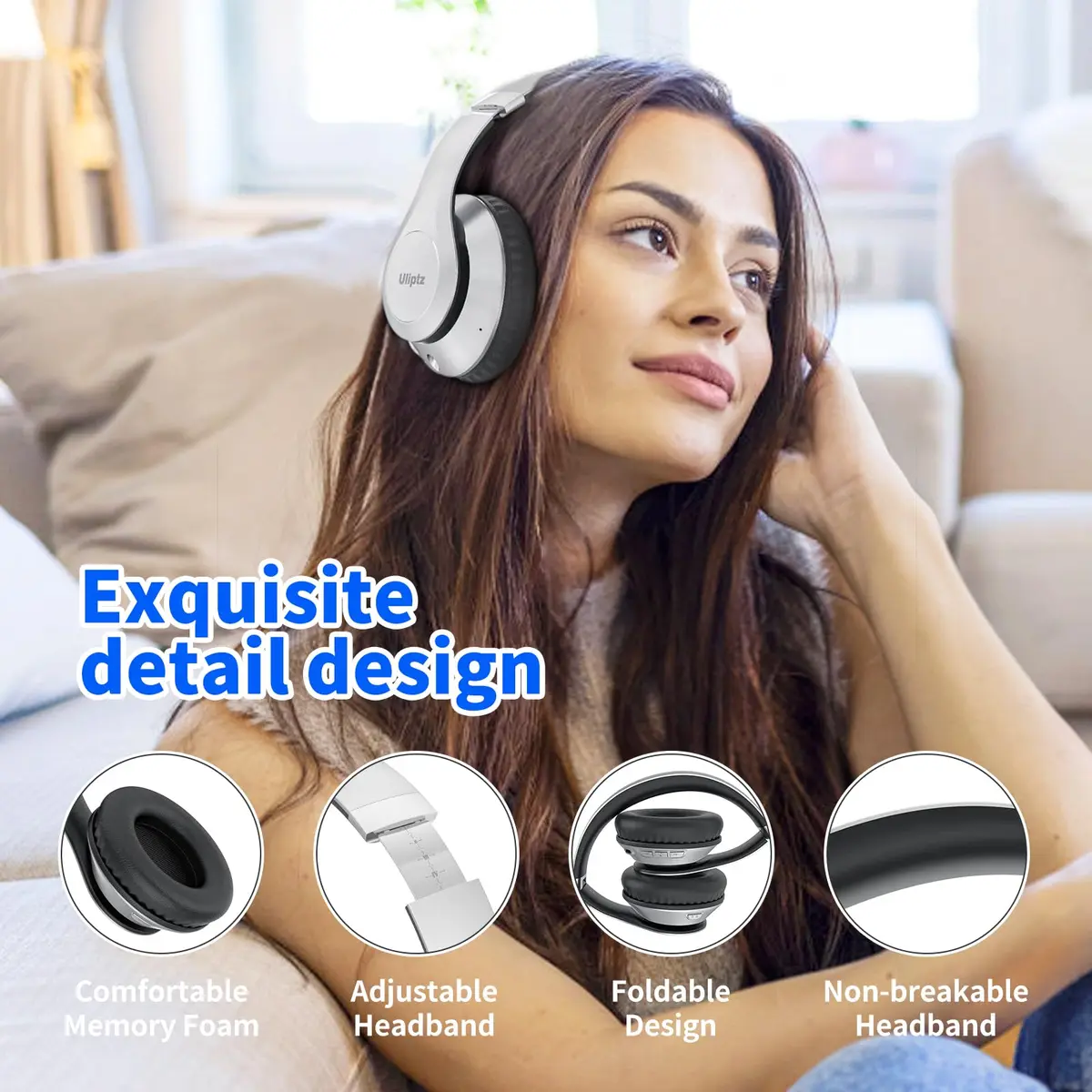 Uliptz Bluetooth Headphones Over Ear, Wireless HiFi Stereo Foldable Headset with 65 Hours Playtime | Bluetooth 6.0 - view 4