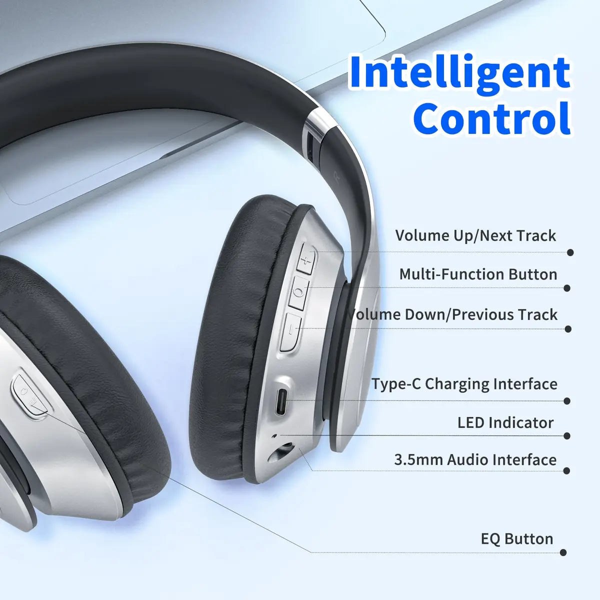 Uliptz Bluetooth Headphones Over Ear, Wireless HiFi Stereo Foldable Headset with 65 Hours Playtime | Bluetooth 6.0 - view 6