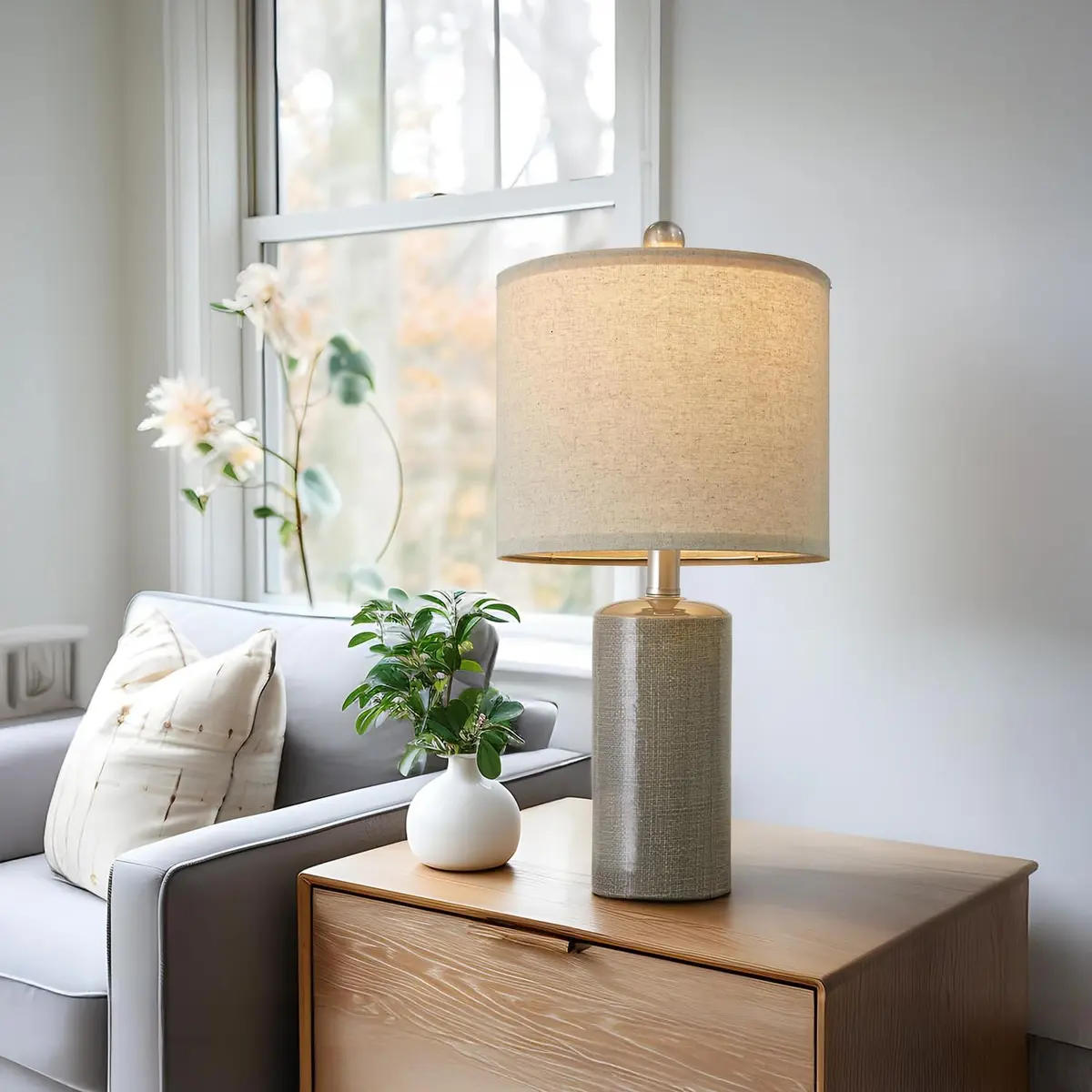 G-SAFAVA Grey Ceramic Table Lamps Set of 2, 20.25" (51.44 cm) | Modern Design for Living Room & Bedroom - view 7
