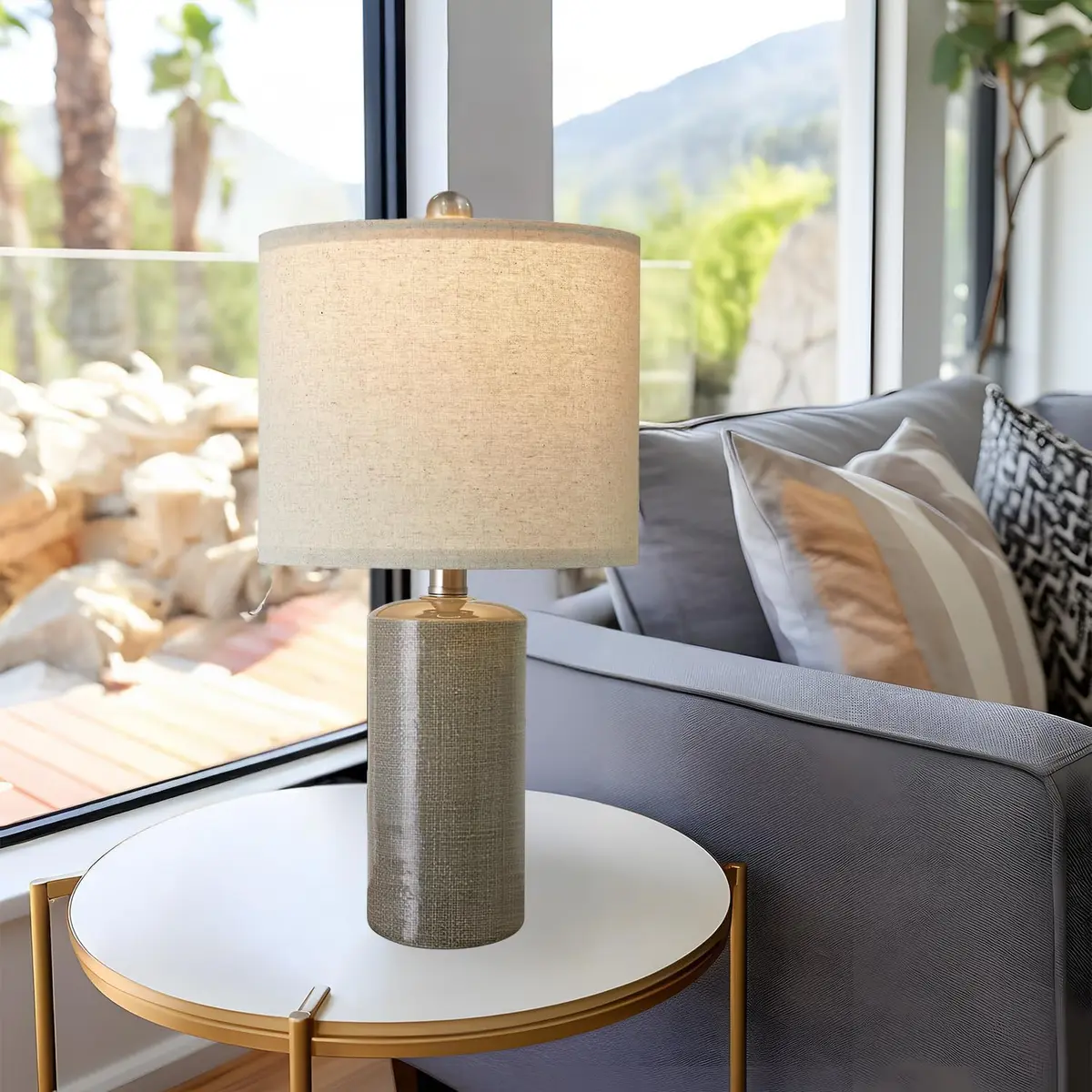 G-SAFAVA Grey Ceramic Table Lamps Set of 2, 20.25" (51.44 cm) | Modern Design for Living Room & Bedroom - view 8