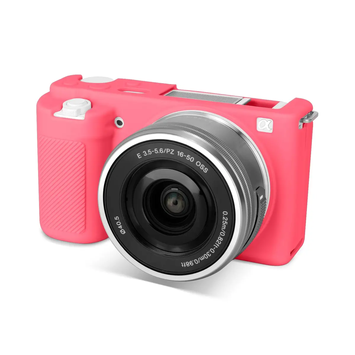 Rieibi ZVE10 Case, Soft Silicone Protective Cover for Sony ZV-E10 ZVE10 Camera, Lightweight Rubber in Rose Red - main product image