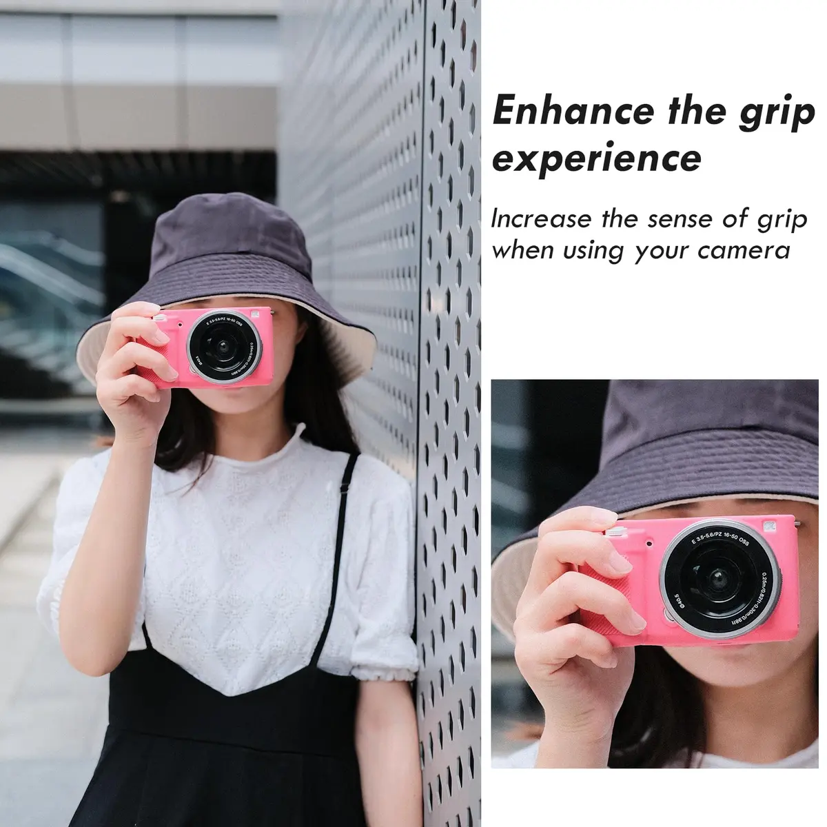 Rieibi ZVE10 Case, Soft Silicone Protective Cover for Sony ZV-E10 ZVE10 Camera, Lightweight Rubber in Rose Red - view 7