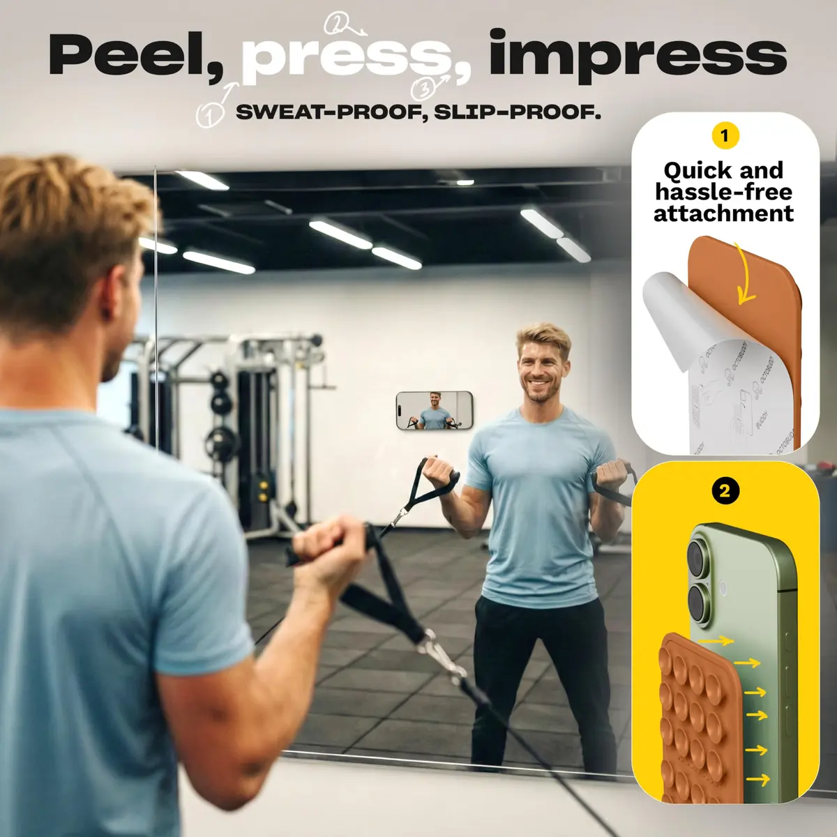 OCTOBUDDY Classic Silicone Suction Phone Case Adhesive Mount Turquoise Regular Size | 24 Suction Cups for Hands-Free Content Creation - view 5