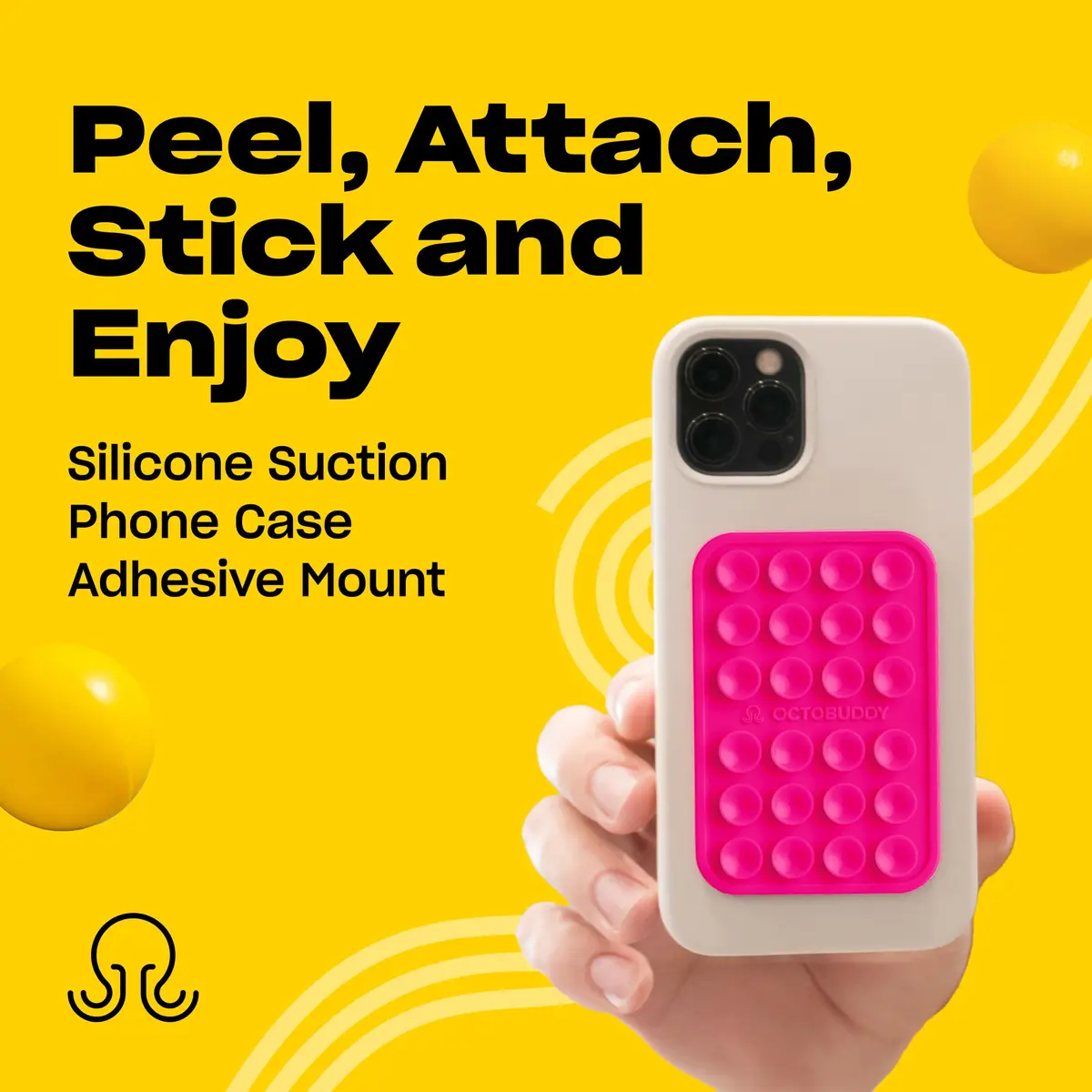 OCTOBUDDY Classic - Silicone Suction Phone Mount, Hot Pink | Hands-Free Content Creation - view 2