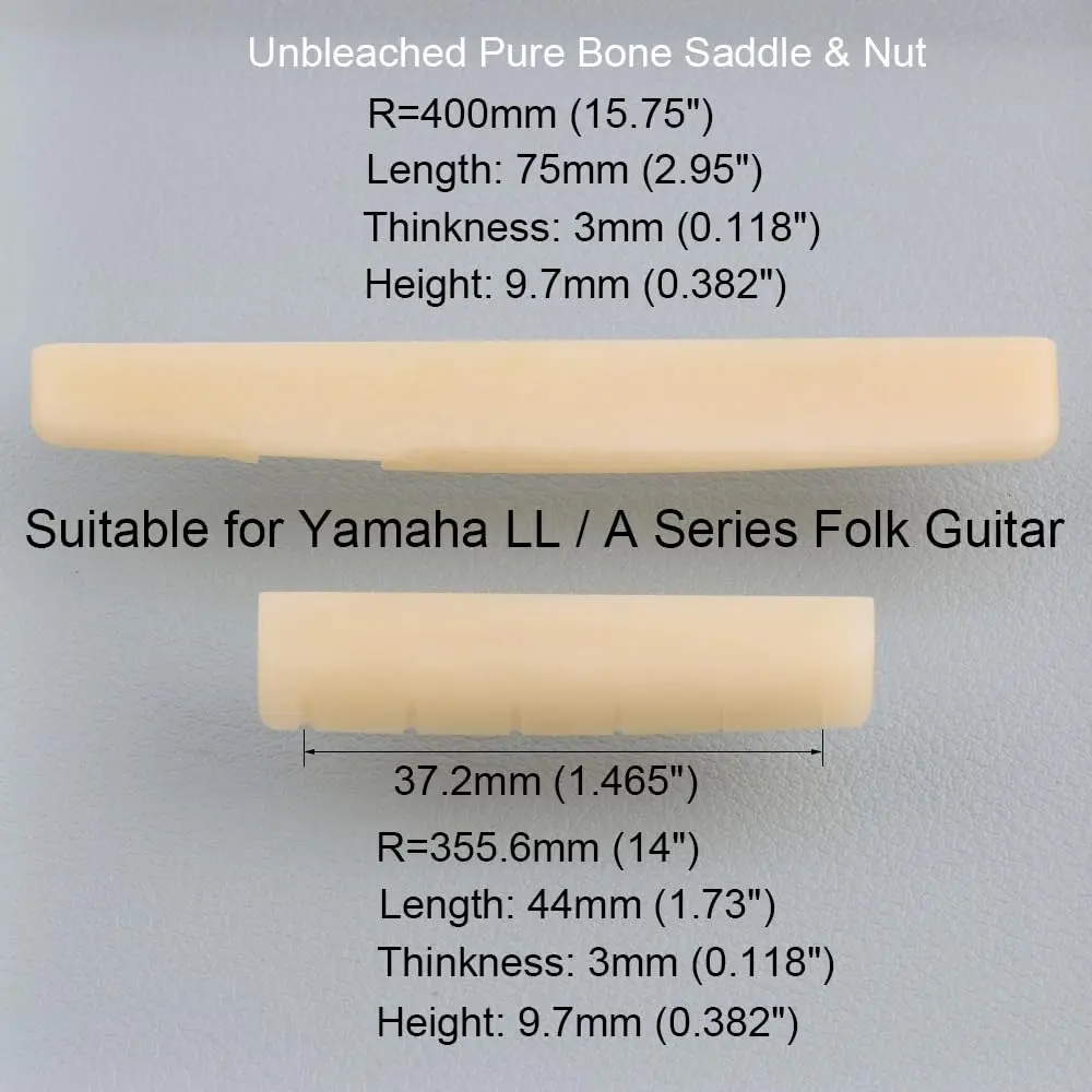 LYWSMSK Unbleached Acoustic Guitar Bone Nut & Saddle Set for YMH LL &A Series | Premium Quality - view 5