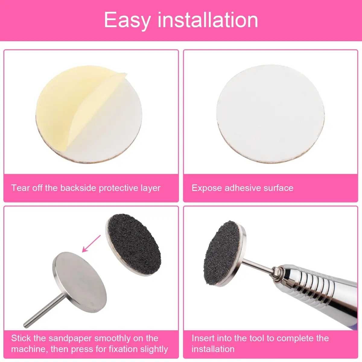 Rolybag 60Pcs Sanding Discs with Metal Mandrel Bit 25mm | 80/150/240 Grit Foot Callus Remover - view 7