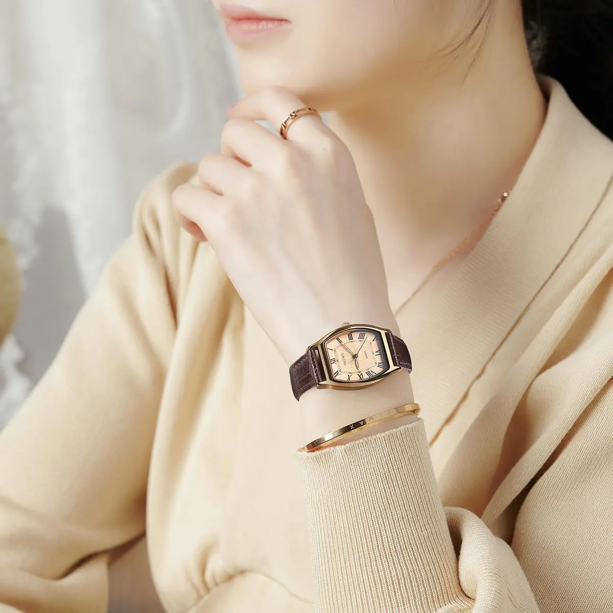 Valence Vintage Women's Square Face Leather Watch - Small Wrist Elegant Gift (30mm/14mm) - view 7