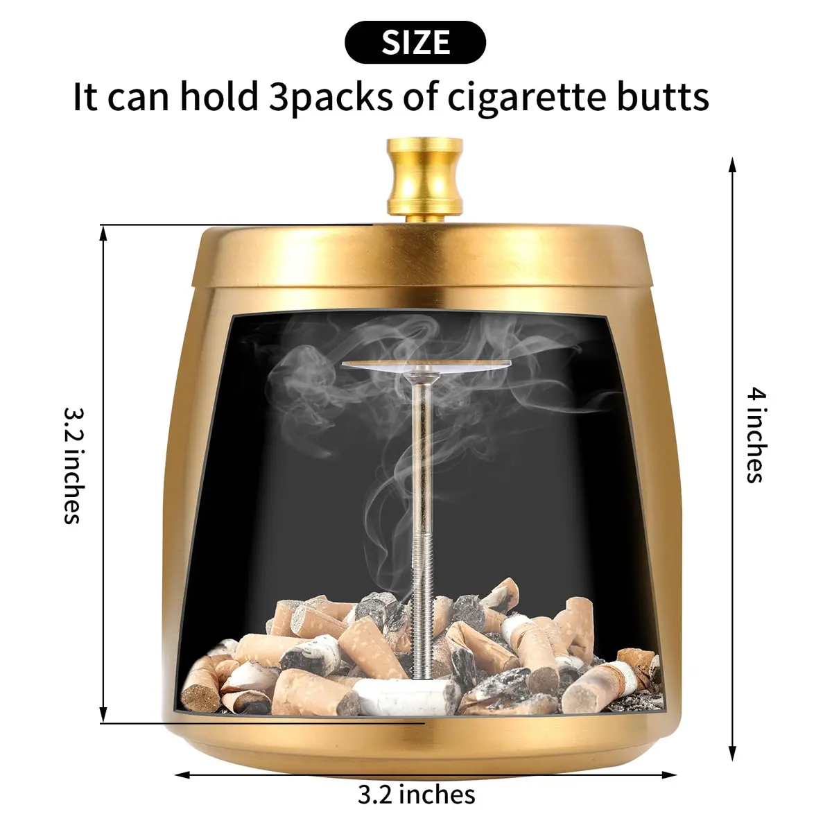 Hargtar Outdoor Ashtrays for Patio with Lid | Windproof Stainless Steel Ash Tray Set - view 2