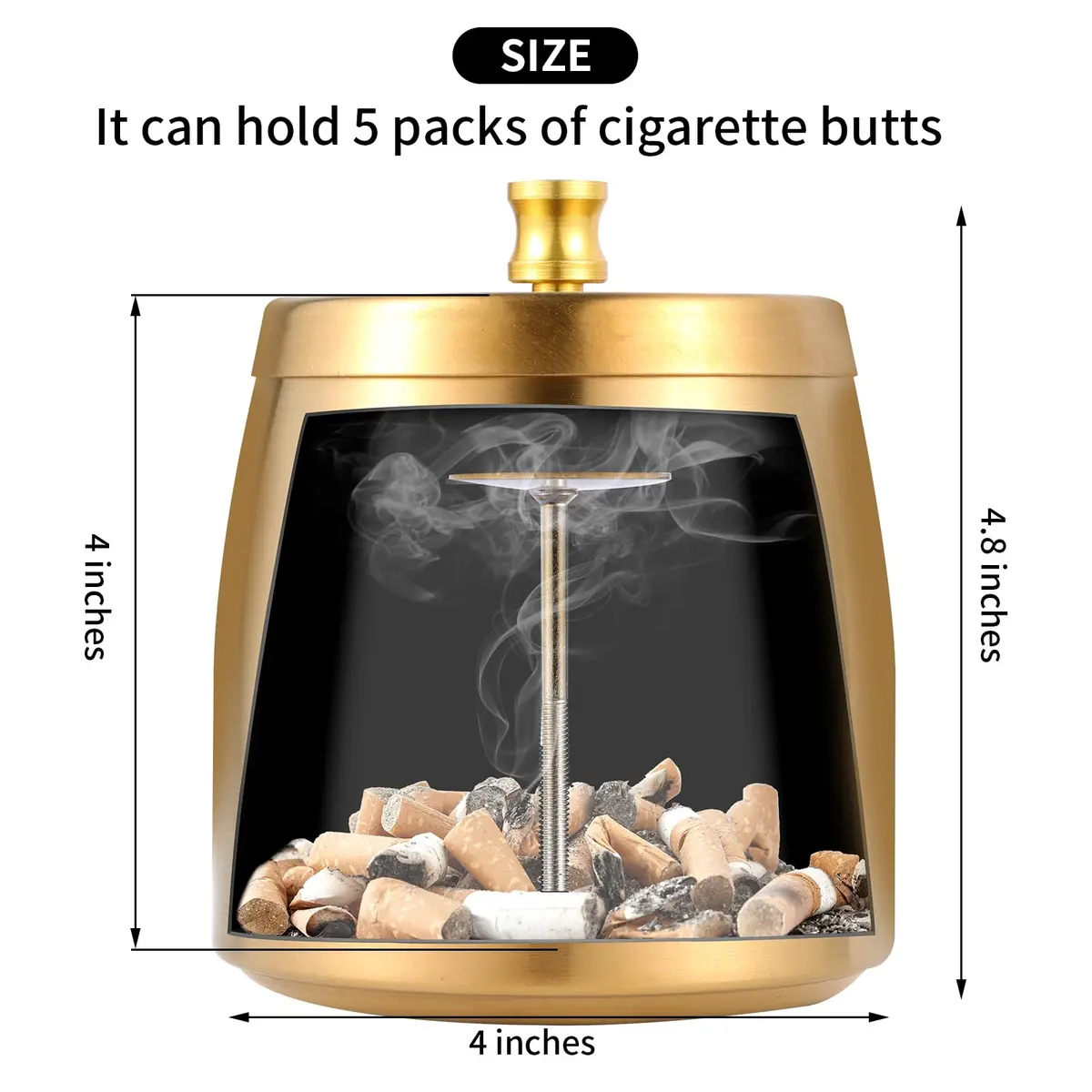 Hargtar Outdoor Ashtray with Lid | Windproof Stainless Steel for Patio & Balcony - view 2
