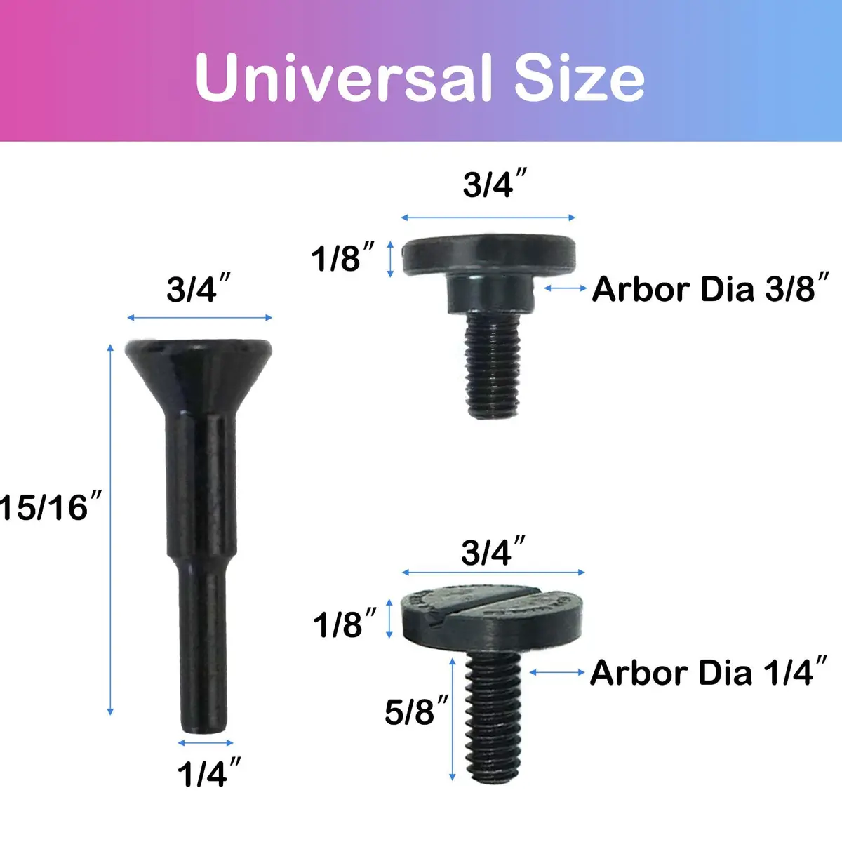 Crossarctic Cut-Off Wheel Mounting Mandrel Holder 3 Pack | 3/8" & 1/4" Arbor Hole with 1/4" Shaft Stem for Die Grinder Rotary Tools - view 2