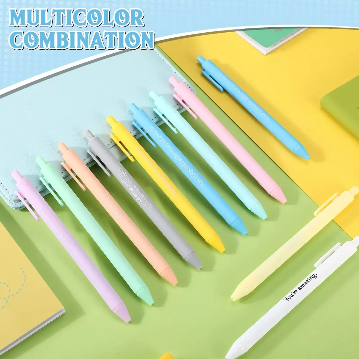 Teling Pastel Colors Inspirational Pens Bulk, 0.5mm Tip, 100 Count | Smooth Ink Flow - view 4