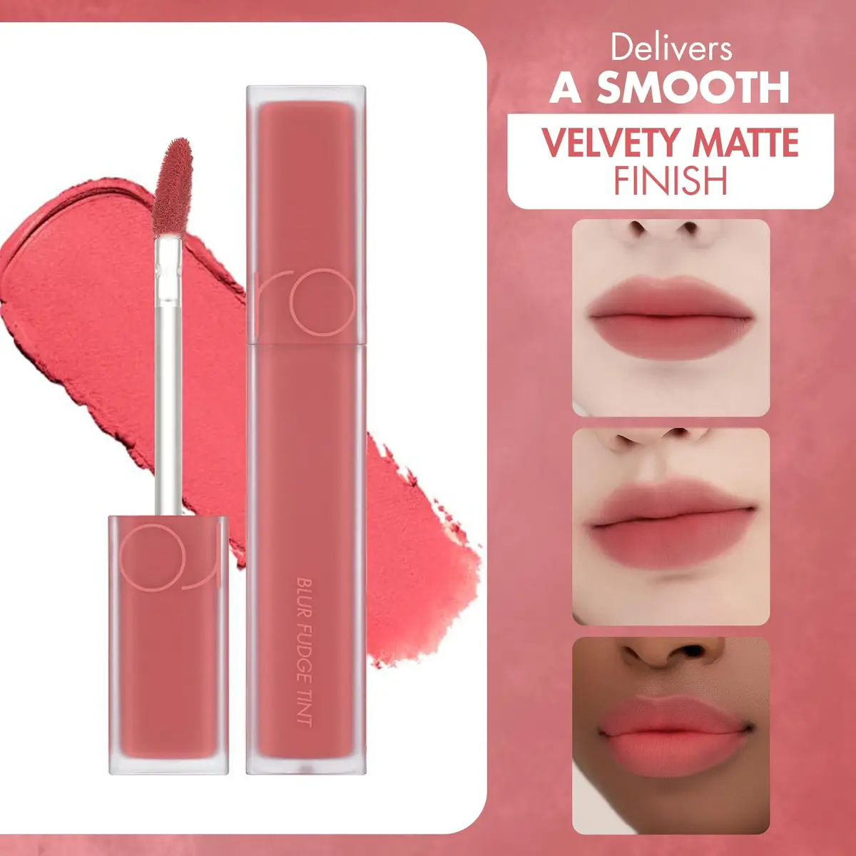 rom&nd Blur Fudge Tint | Velvety Matte K Beauty Lip & Cheek Stain | 14 Unrose | 1oz - view 5