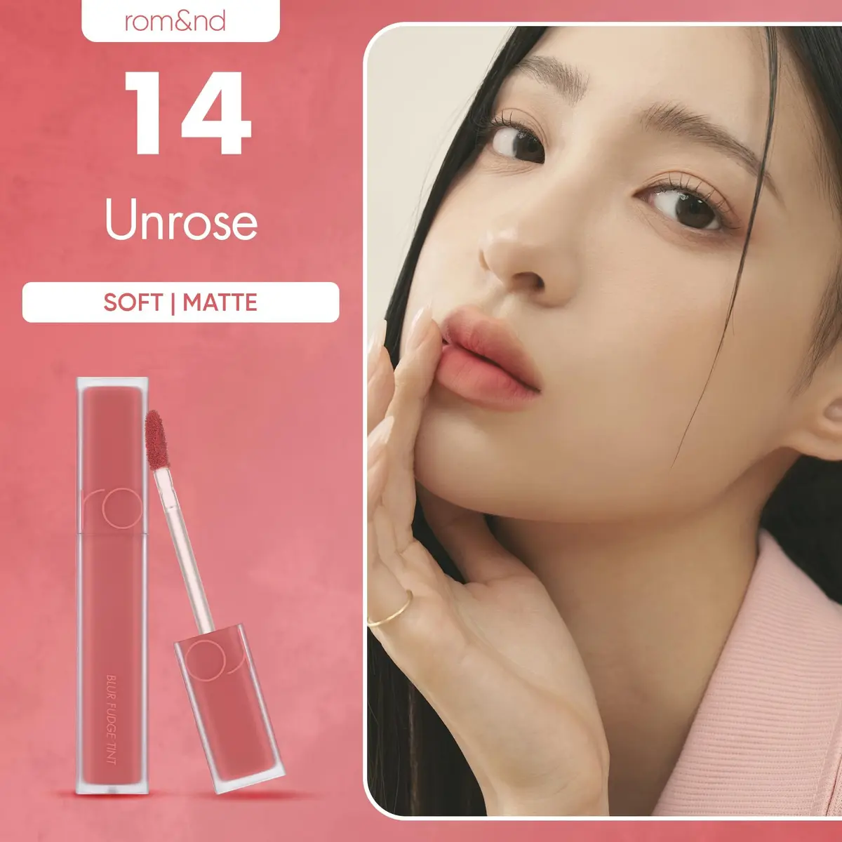 rom&nd Blur Fudge Tint | Velvety Matte K Beauty Lip & Cheek Stain | 14 Unrose | 1oz - view 2