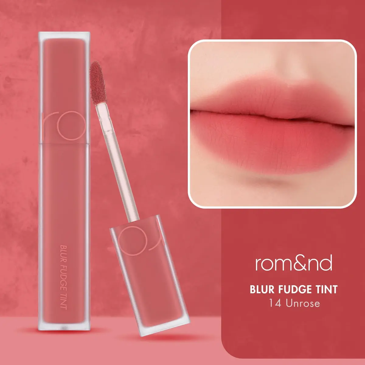 rom&nd Blur Fudge Tint | Velvety Matte K Beauty Lip & Cheek Stain | 14 Unrose | 1oz - view 3
