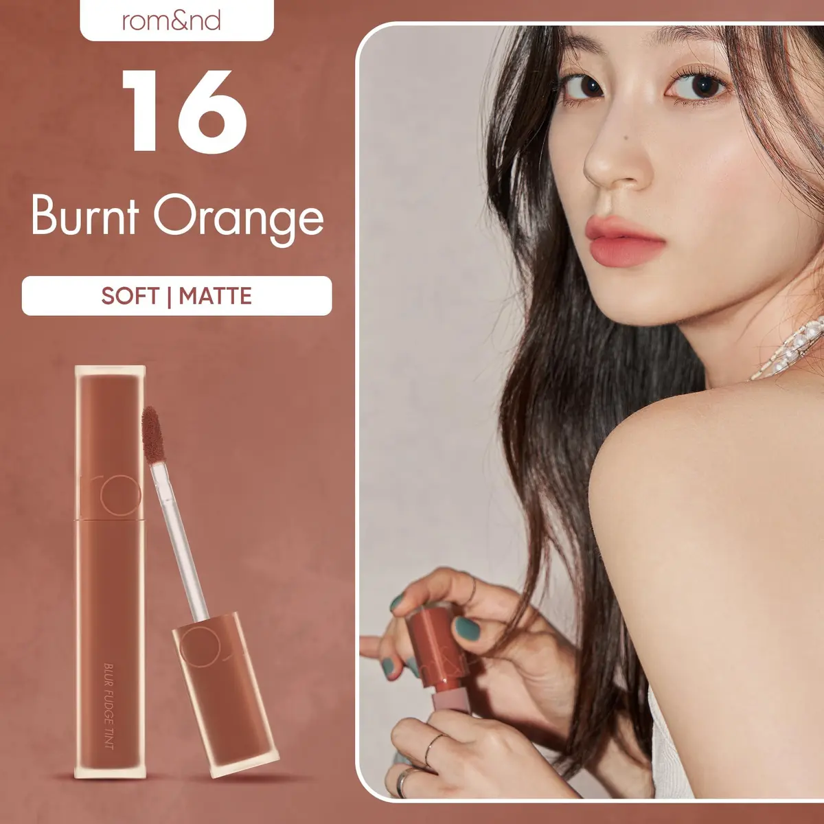 rom&nd Blur Fudge Tint Velvety Matte Lip Stain 0.17oz | Long-Lasting Burnt Orange - view 2