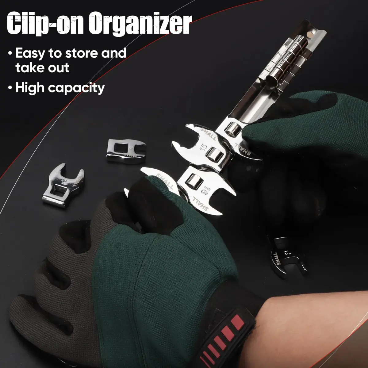SHALL 3/8" Metric Crowfoot Wrench Set, 11-Piece (10-22mm) | Access Tight Spaces - view 4
