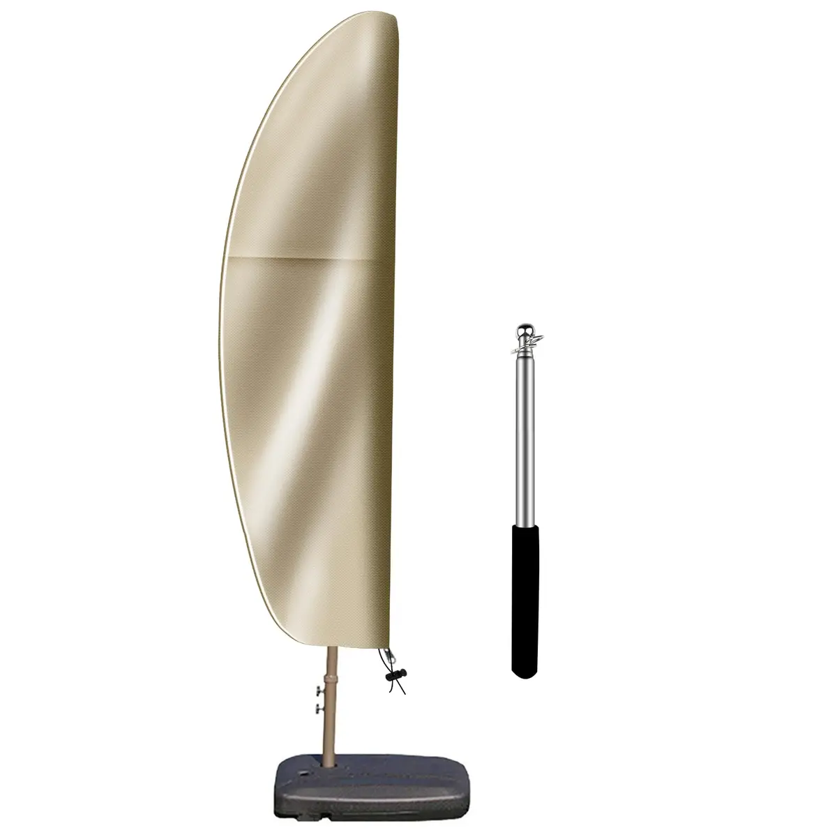OKPOW Cantilever Patio Umbrella Cover Khaki 225cm (88.6in) | Heavy Duty 420D Oxford Fabric Waterproof UV Resistant - main product image