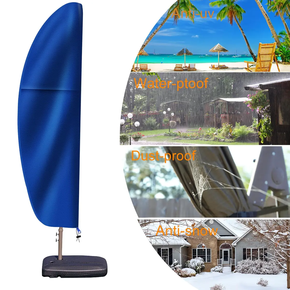 OKPOW Cantilever Patio Umbrella Cover Fits 7.5-11.5 FT Offset Umbrellas | Waterproof 420D Oxford Fabric with Zipper & Drawstring - view 6