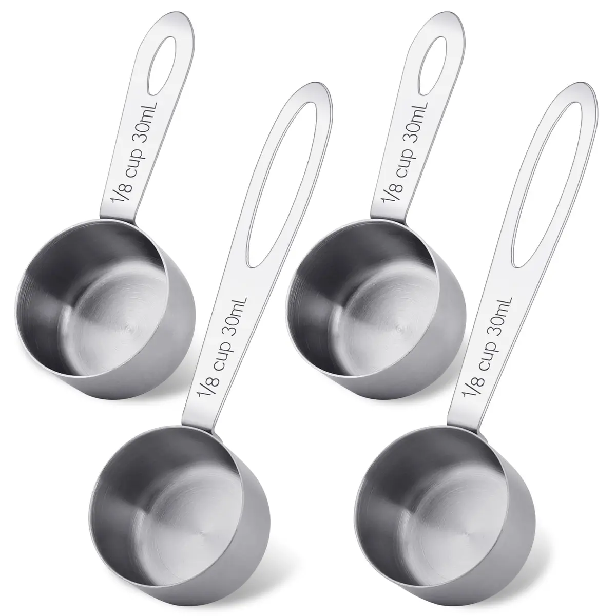 KALIONE 30ml (1/8 Cup) Stainless Steel Measuring Spoon Set | Accurate Dry & Liquid Scoops - main product image