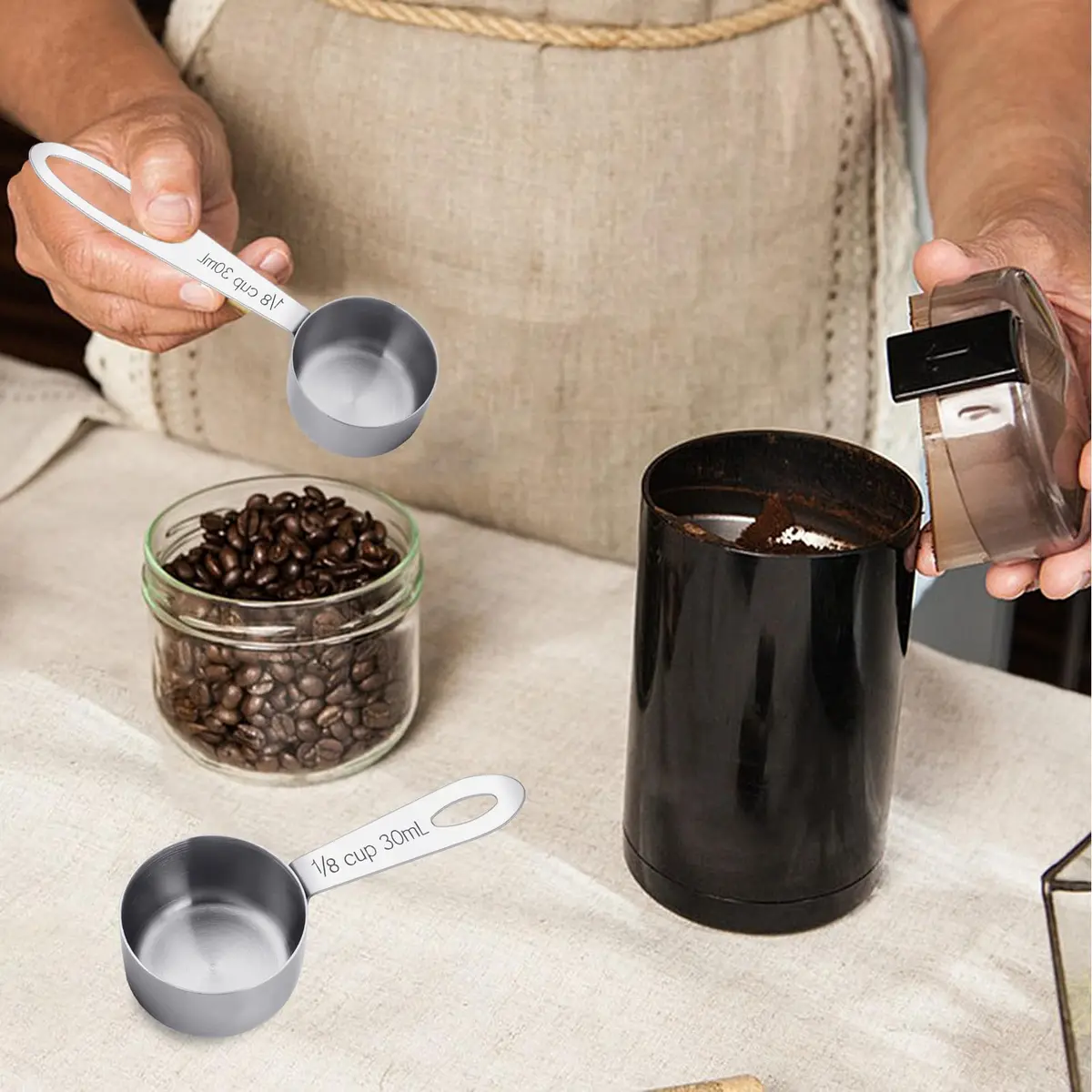 KALIONE 30ml (1/8 Cup) Stainless Steel Measuring Spoon Set | Accurate Dry & Liquid Scoops - view 6