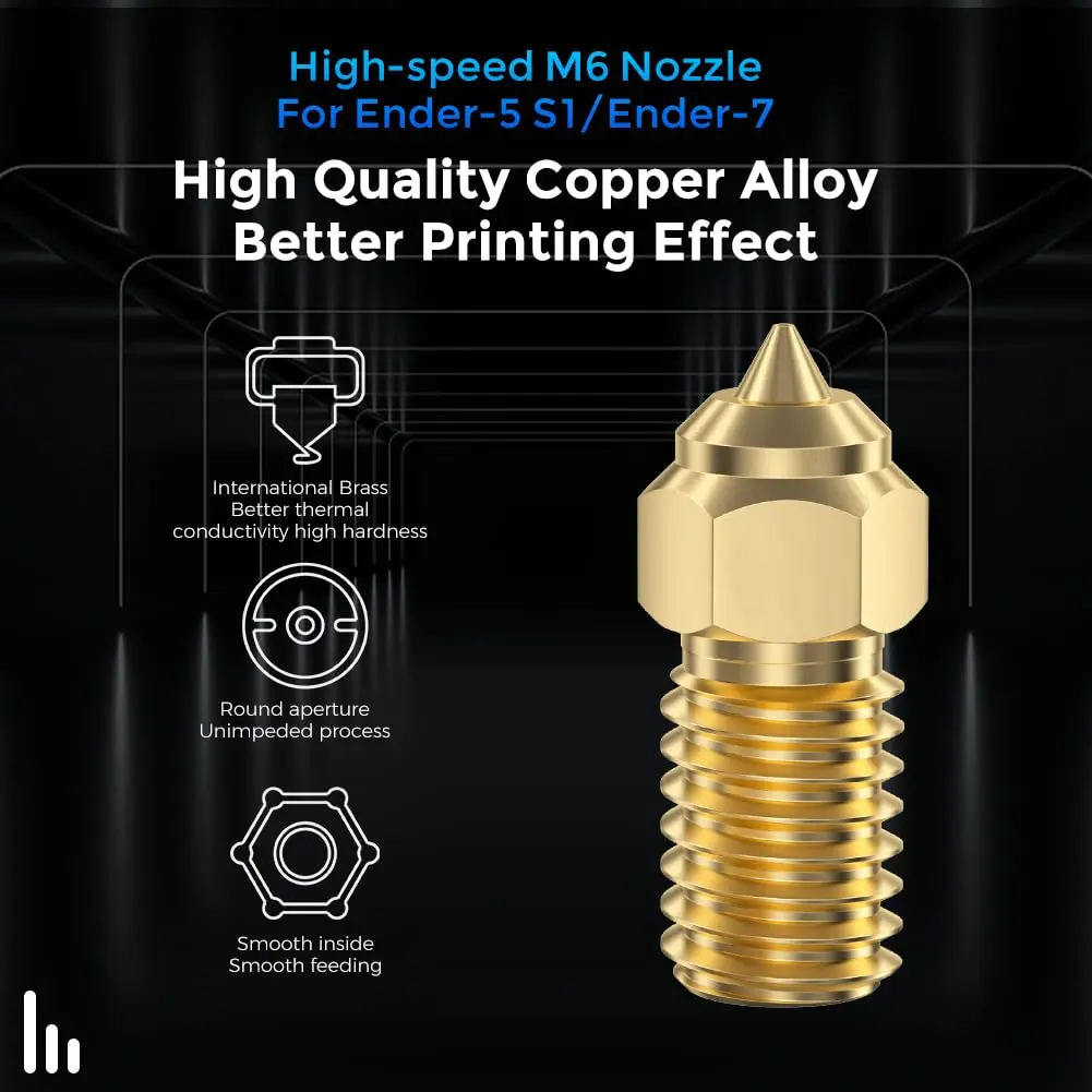 Creality Ender 3 V3 SE Nozzles 0.4mm 5PCS Brass | High-Speed 3D Printer Accessories for Ender 5 S1/Ender 7 - view 2