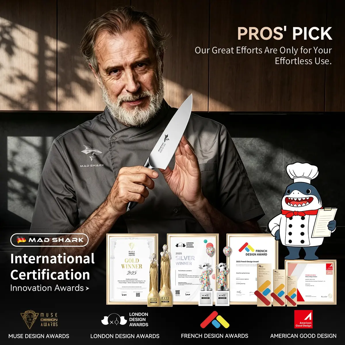 MAD SHARK 8 Inch Chef Knife | High Carbon German Stainless Steel, Ergonomic Handle, Gift Box - view 5