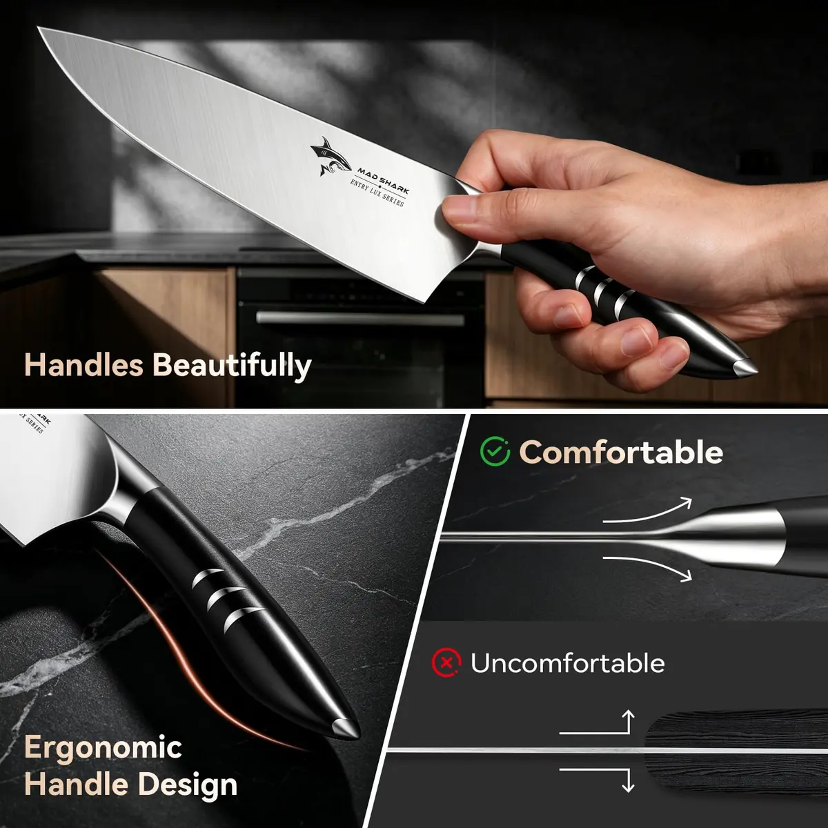 MAD SHARK 8 Inch Chef Knife | High Carbon German Stainless Steel, Ergonomic Handle, Gift Box - view 8