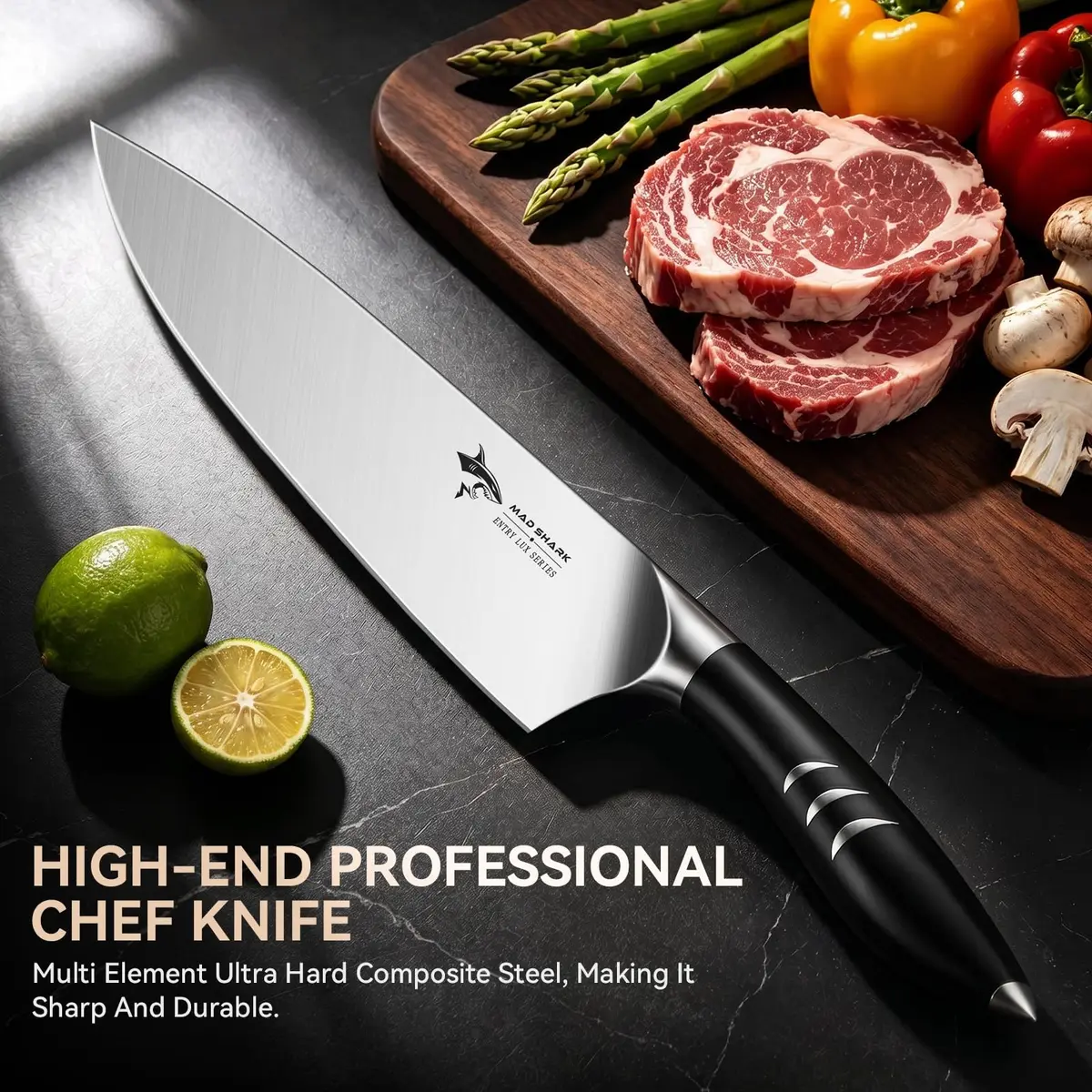 MAD SHARK 8 Inch Chef Knife | High Carbon German Stainless Steel, Ergonomic Handle, Gift Box - view 2