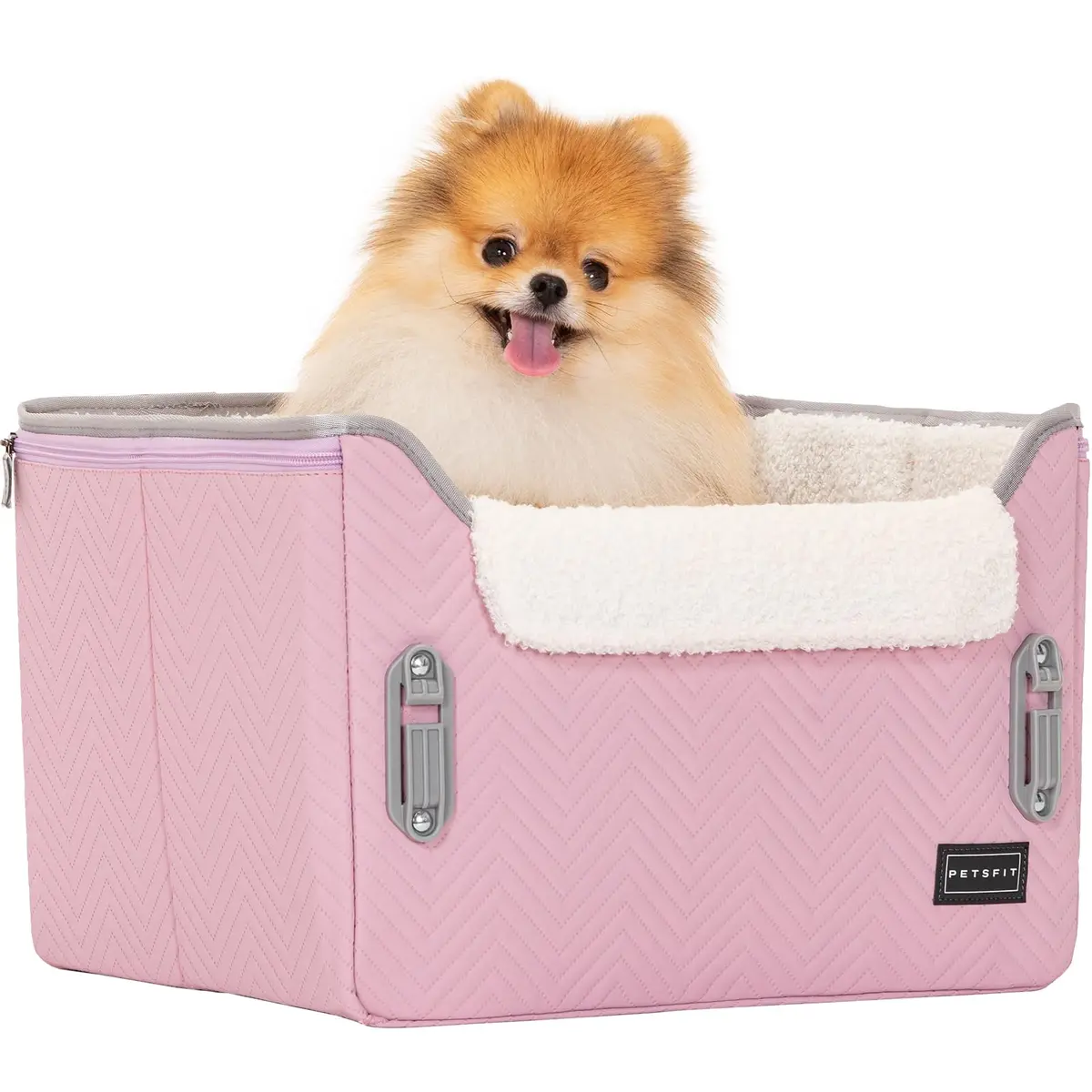Petsfit Dog Car Seat for Small Dogs 16"L x 13"W x 11"H | Portable, Adjustable & Safe (Light Pink) - view 9