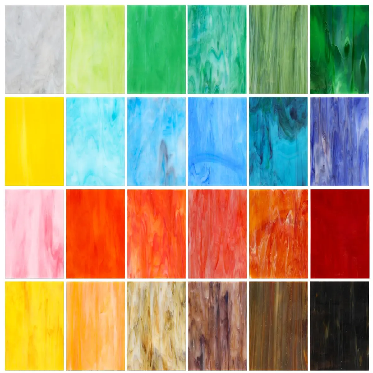 Treela 24 Pcs Vibrant Stained Glass Sheets 4 x 6 Inch | Colorful Mosaic Tiles for Craft Projects - main product image