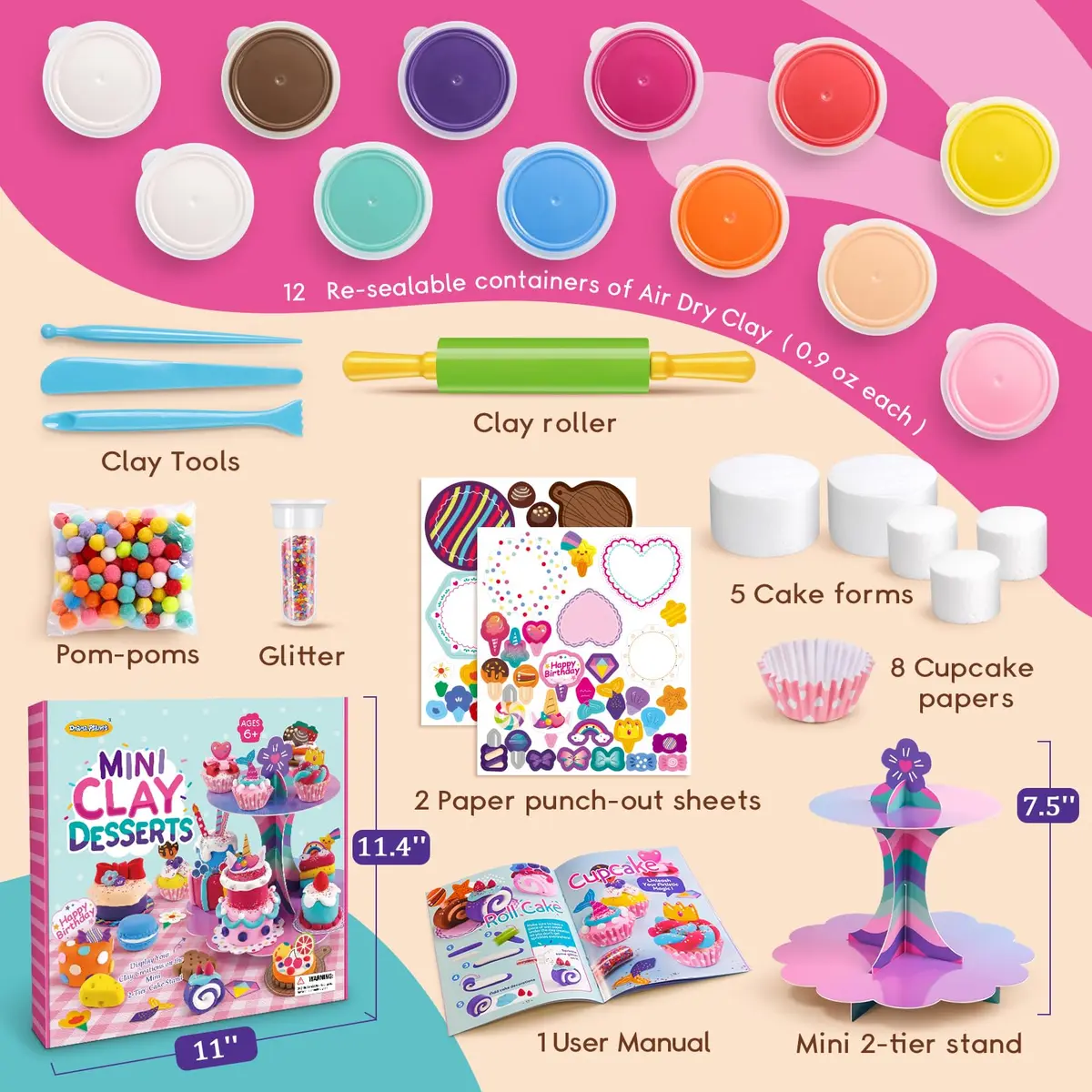 Drama Planet Mini Dessert Clay Kit for Kids, Make & Display Clay Treats | 12 Colors - view 2