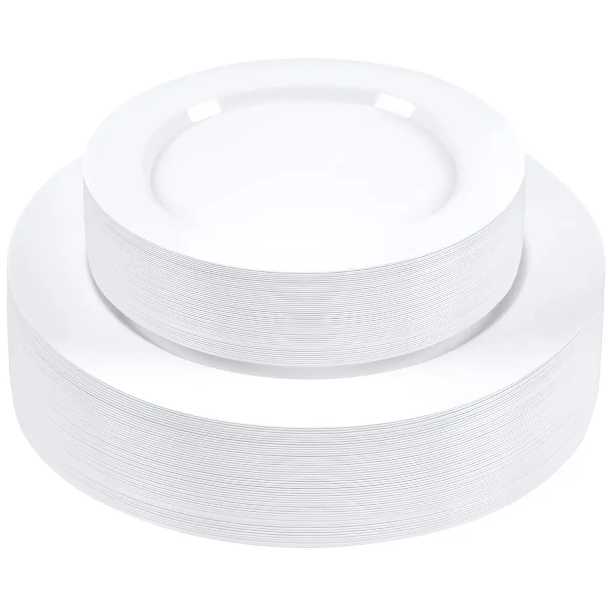 SETUP 60-Piece White Plastic Dinnerware Set – 30 10.25" Dinner & 30 7.5" Salad Plates – Heavy-Duty Disposable for Weddings, Catering, Parties - main product image